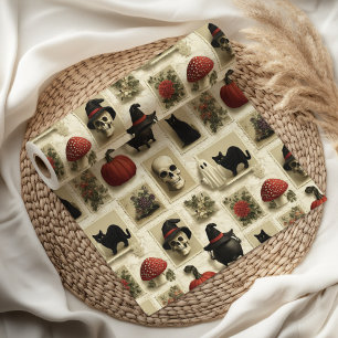 Papel De Regalo Patrón de estampado gótico de Halloween en Victori