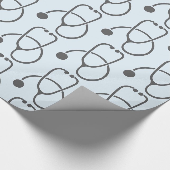 Papel De Regalo Patrón de estetoscopio gris elegante (Esquina)