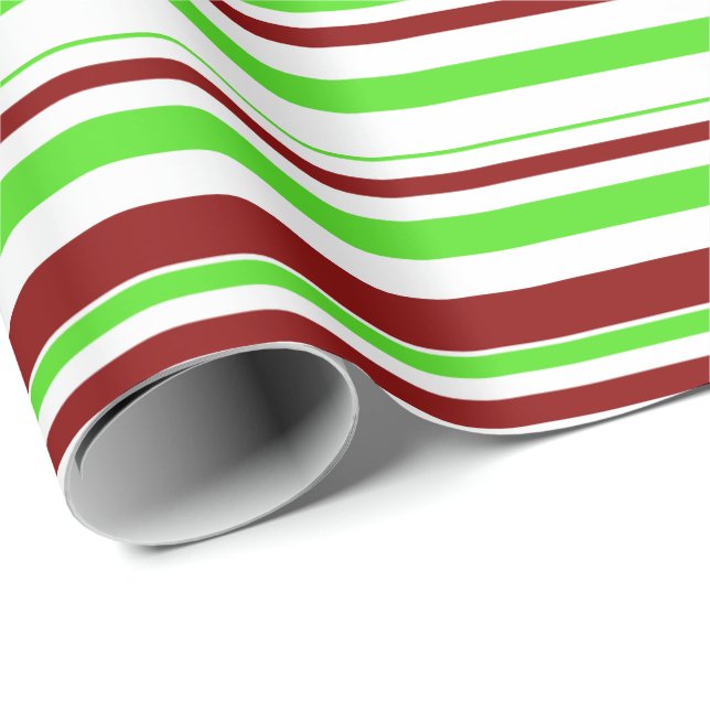 Papel De Regalo Patrón de estilo Verde, Blanco y Navidad Rojo (Esquina del rollo)