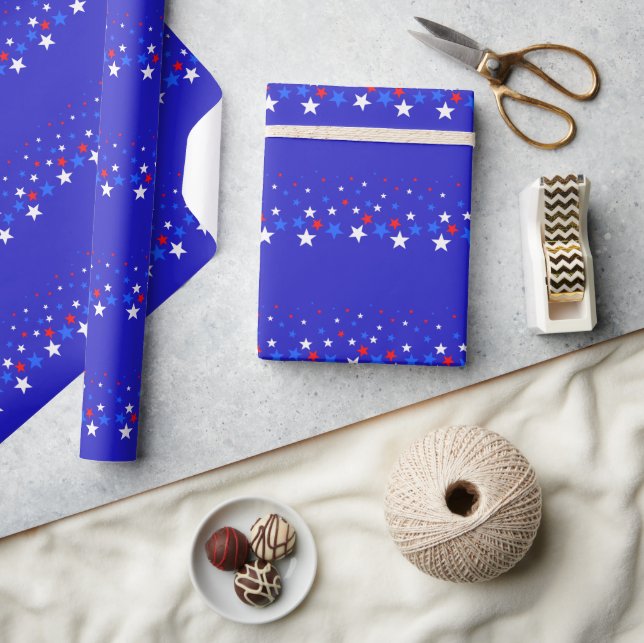 Papel De Regalo Patrón de Estrella Azul, Rojo y Blanco (Artesanía)