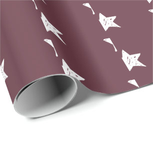 Papel De Regalo Patrón de Estrella Burgundy y Blanco