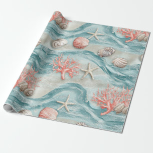 Papel De Regalo Patrón de Estrella de Mar Acuática de Concha de Ma