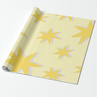 Papel De Regalo Patrón de estrella de mostaza clásico para abuelo