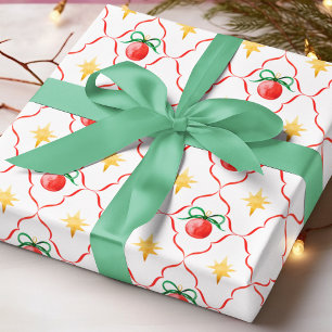 Papel De Regalo Patrón de Estrella de Navidad con Adorno de Lazo R
