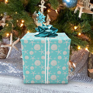Papel De Regalo Patrón de estrella del dólar Aqua Blue Sand