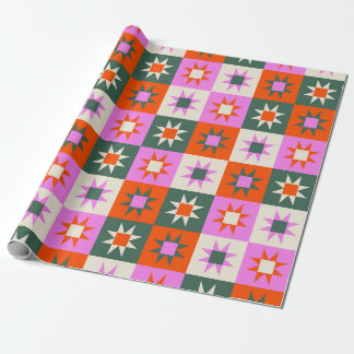 Papel De Regalo Patrón de estrella geométrica vibrante
