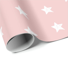 Papel De Regalo Patrón de Estrella Rosa y Blanco