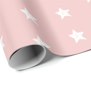 Papel De Regalo Patrón de Estrella Rosa y Blanco