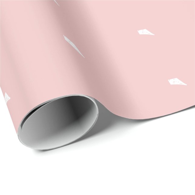 Papel De Regalo Patrón de Estrella Rosa y Blanco (Esquina del rollo)