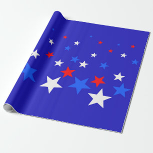 Papel De Regalo Patrón de estrellas azul, rojo y blanco