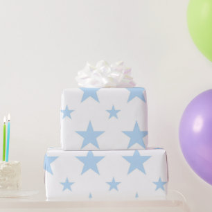 Papel De Regalo Patrón de estrellas azules pastel celestial femeni