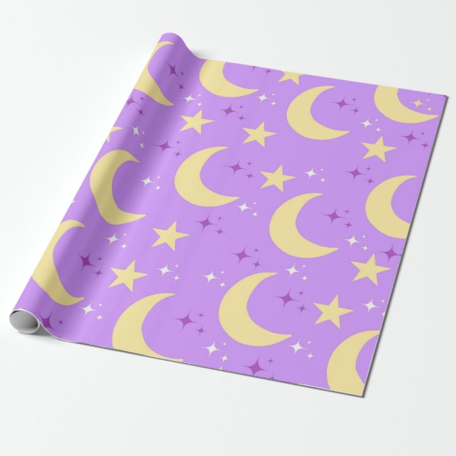 Papel De Regalo Patrón de estrellas celestes de la luna (Desenrollado)