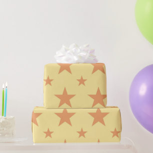 Papel De Regalo Patrón de estrellas celestes pastel amarillo naran