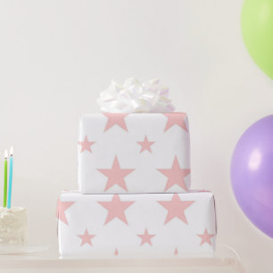 Papel De Regalo Patrón de estrellas celestes pastel rosa femenino 