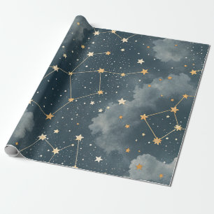 Papel De Regalo Patrón de estrellas de constelación celestial (4)
