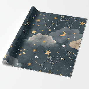 Papel De Regalo Patrón de estrellas de constelación celestial (5)