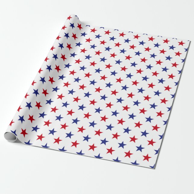 Papel De Regalo Patrón de estrellas de Estados Unidos Rojo, Blanco (Desenrollado)