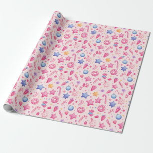 Papel De Regalo "Patrón de estrellas de Navidades de Candyland"