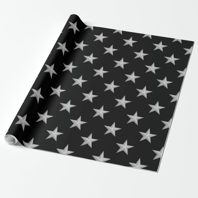 Papel De Regalo Patrón de Estrellas de Plata (Desenrollado)