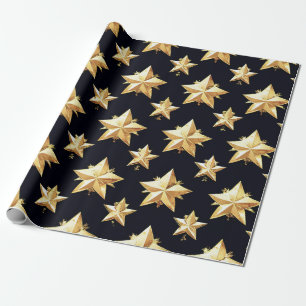 Papel De Regalo patrón de estrellas doradas