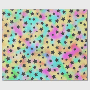 Papel De Regalo Patrón de estrellas en colores de los 80