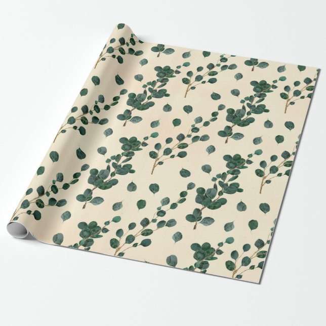 Papel De Regalo Patrón de eucalipto (Desenrollado)