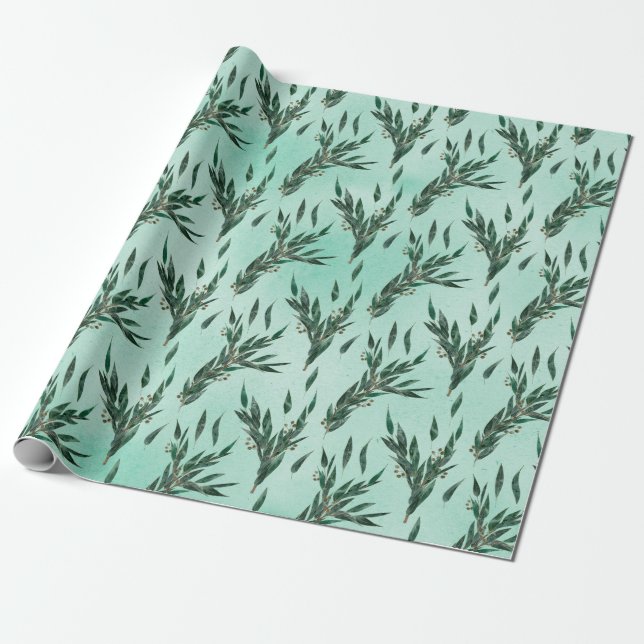 Papel De Regalo Patrón de eucalipto (Desenrollado)