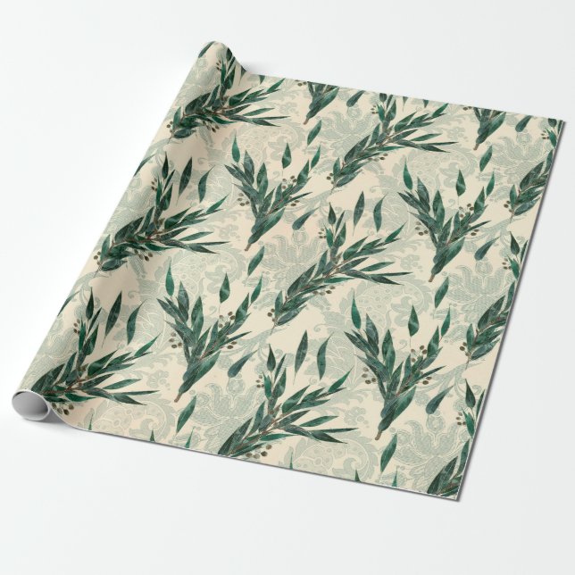 Papel De Regalo Patrón de eucalipto (Desenrollado)
