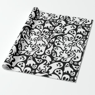 Papel De Regalo Patrón De Fantasma Blanco Y Negro