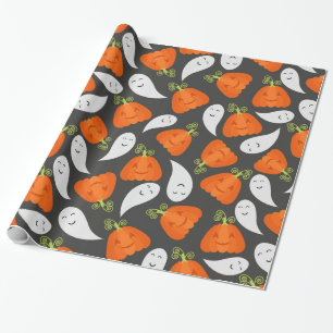 Papel De Regalo Patrón De Fantasma Y Calabaza