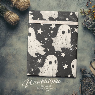 Papel De Regalo Patrón de fantasmas y estrellas espeluznantes de H