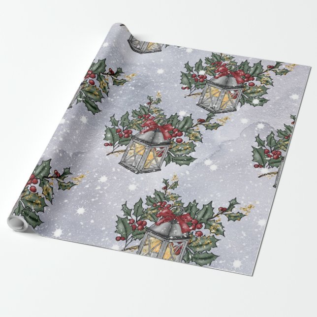 Papel De Regalo Patrón de farolillo de Adviento de Navidad (Desenrollado)