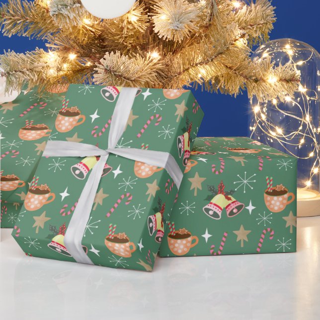 Papel De Regalo Patrón de fiesta de chocolate caliente de Navidad  (Vacaciones)