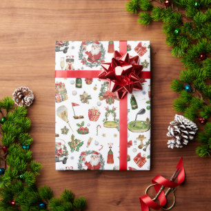 Papel De Regalo Patrón de fiesta de Navidad de golf «Let's Par-Tee
