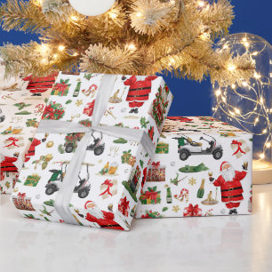 Papel De Regalo Patrón de fiesta de Navidad de golf «Let's Par-Tee