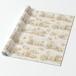 Papel De Regalo Patrón de fiesta de oso de peluche para baby showe