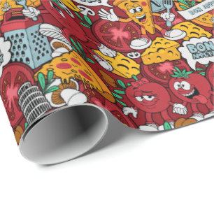 Papel De Regalo patrón de fiesta de pizzas frescas