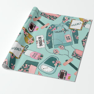 Papel De Regalo Patrón de Fitness Femenino