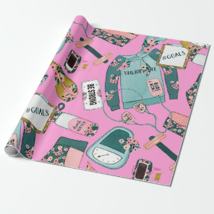 Papel De Regalo Patrón de Fitness Femenino