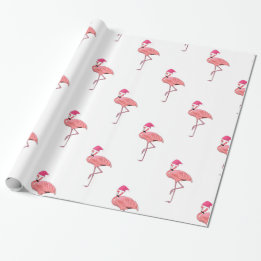 Papel De Regalo Patrón de flamencos de Santa Helper