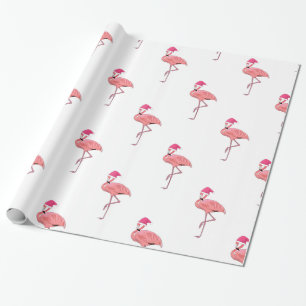 Papel De Regalo Patrón de flamencos de Santa Helper