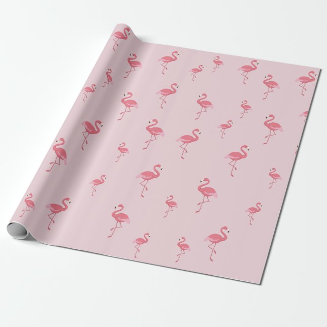 Papel De Regalo patrón de flamencos rosados lindo (Desenrollado)