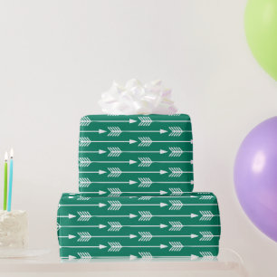 Papel De Regalo Patrón de flechas verdes de Jade