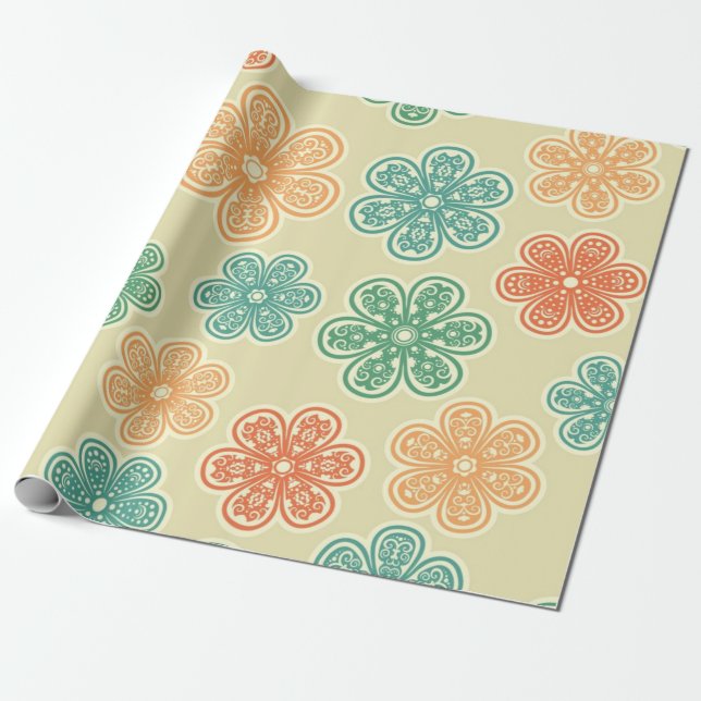 Papel De Regalo Patrón de flor (Desenrollado)