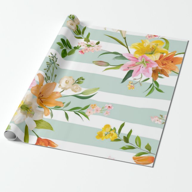 Papel De Regalo Patrón de flor (Desenrollado)
