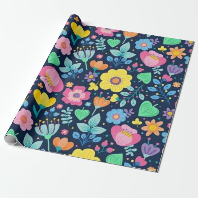 Papel De Regalo Patrón de flor (Desenrollado)