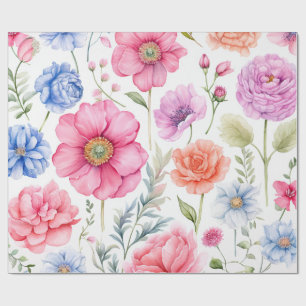 Papel De Regalo Patrón de flor acuarela de moda
