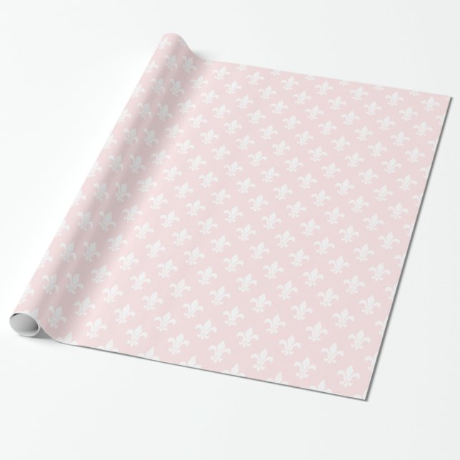 Papel De Regalo Patrón de flor blanco rosa claro (Desenrollado)