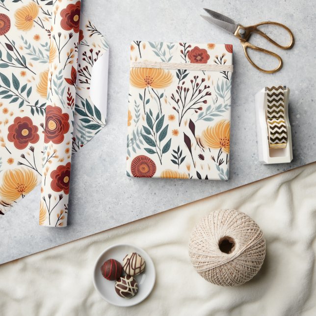 Papel De Regalo Patrón De Flor De Boho, Boho Floral Whimsical (Artesanía)