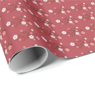 Papel De Regalo Patrón de flor de bonito Borgoña